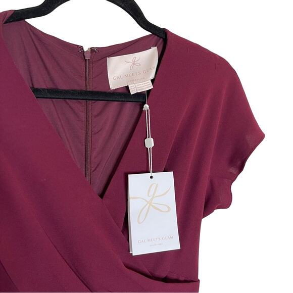 Gal Meets Glam Delaney Crossover Wrap Jumpsuit Red Wine Size 8 NEW - Picture 8 of 10